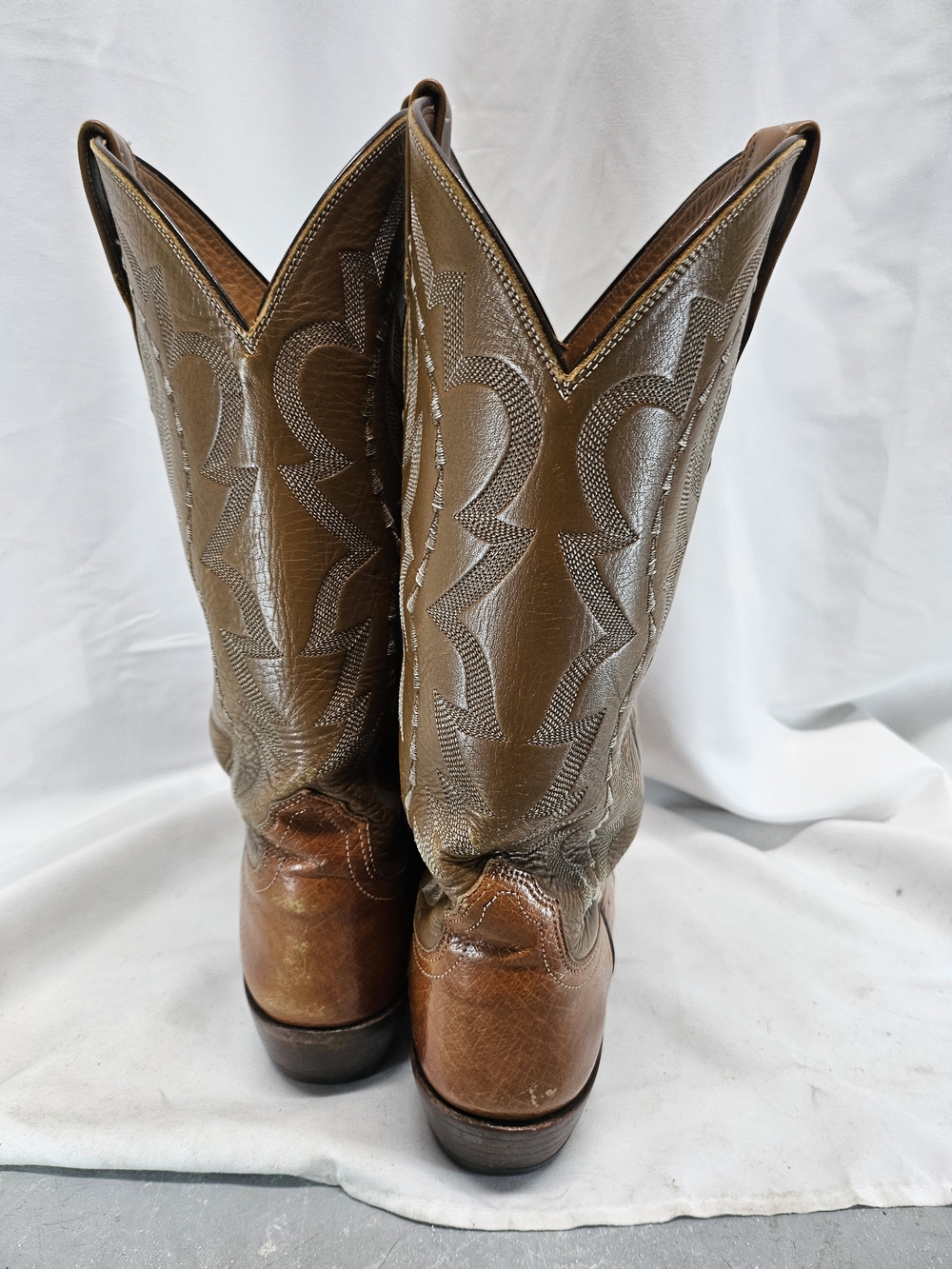 Lucchese Two-Tone Brown Cowboy Boots - Picture 4 of 8